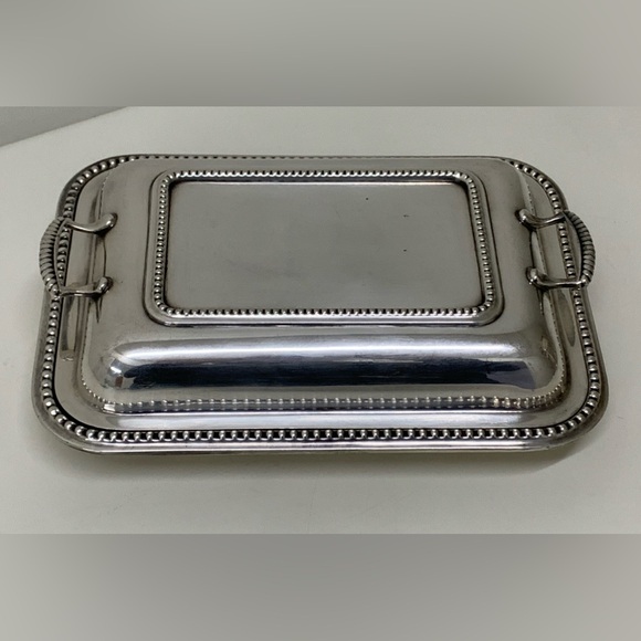 Antique Wallace EPNS Silver Plated Gadrooned Lidded Handled Serving Dish England - Picture 4 of 16